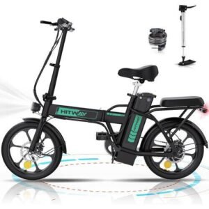 Hitway BK5 Electric Folding Bike with 16" fat tires and compact design