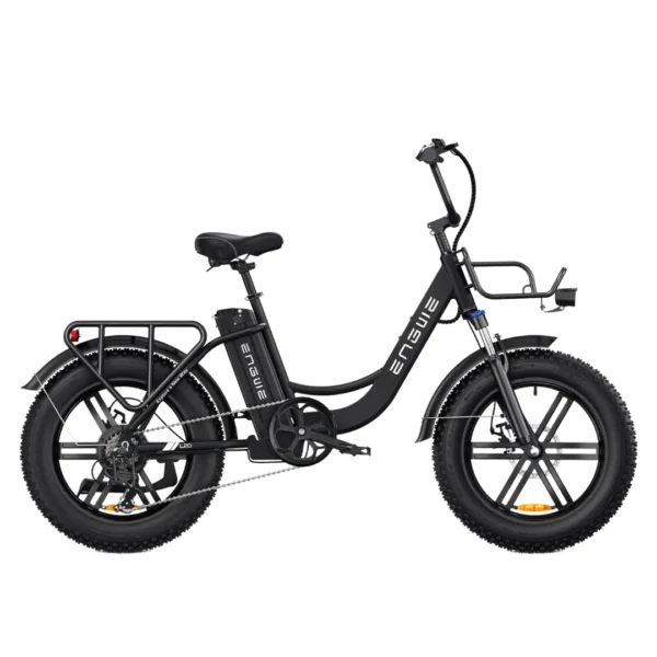 ENGWE L20 Electric Bike with 250W motor, 48V 13Ah battery, 20x4 fat tires, and front LED headlight.