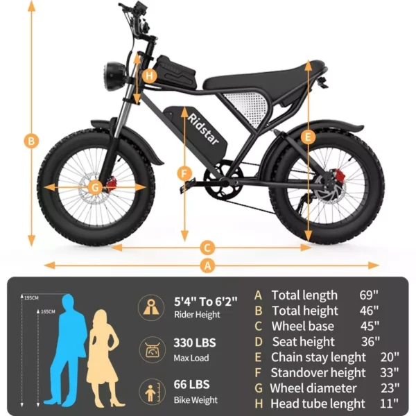 Ridstar Electric Bike Q20 for Adult 20''Fat Tire Mountain Motorbike - Image 20